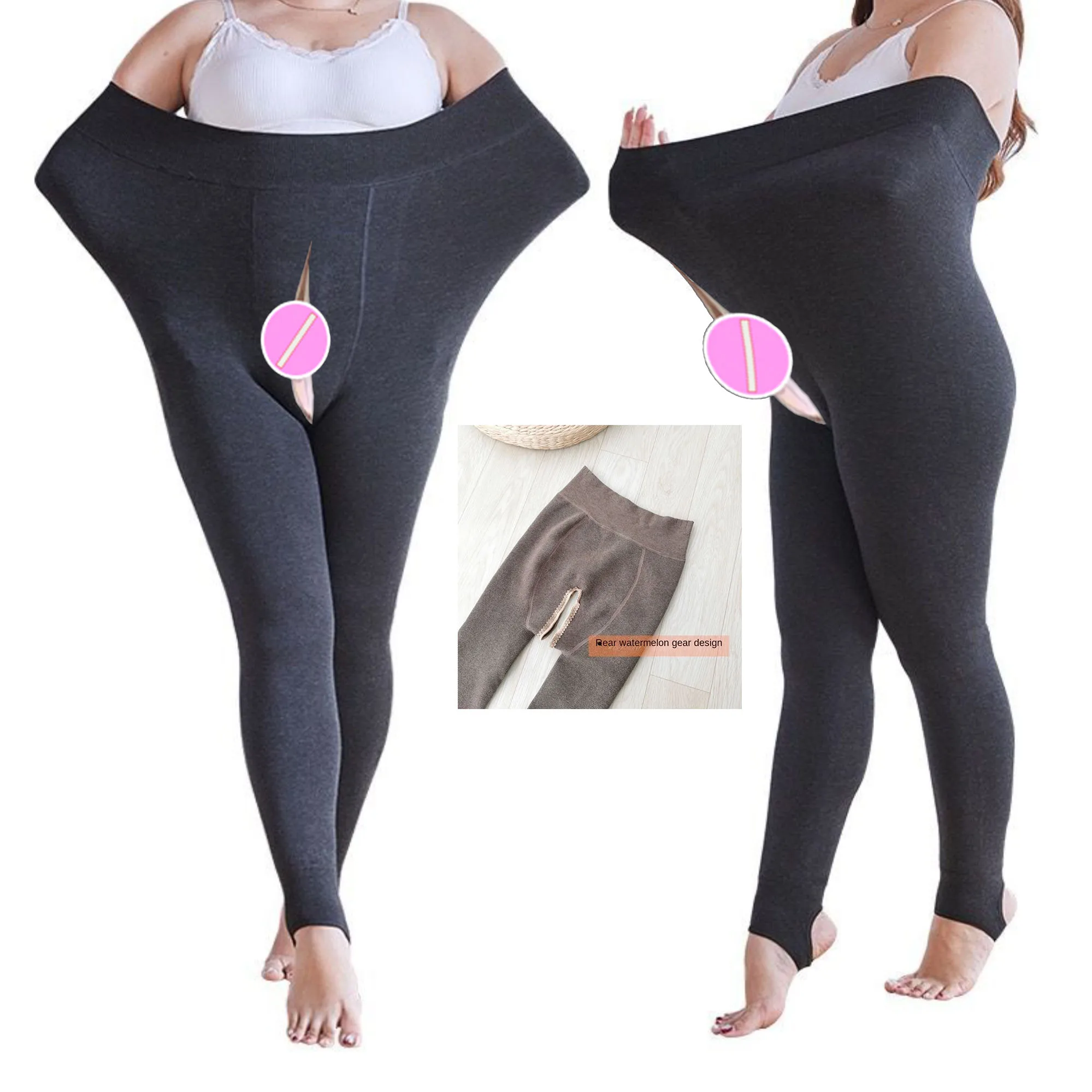 

Invisible Crotch Outdoor Sex Pants Pantyhose Leggings Women Plus Size Christmas Club Winter Trousers High Waist Warm Stockings