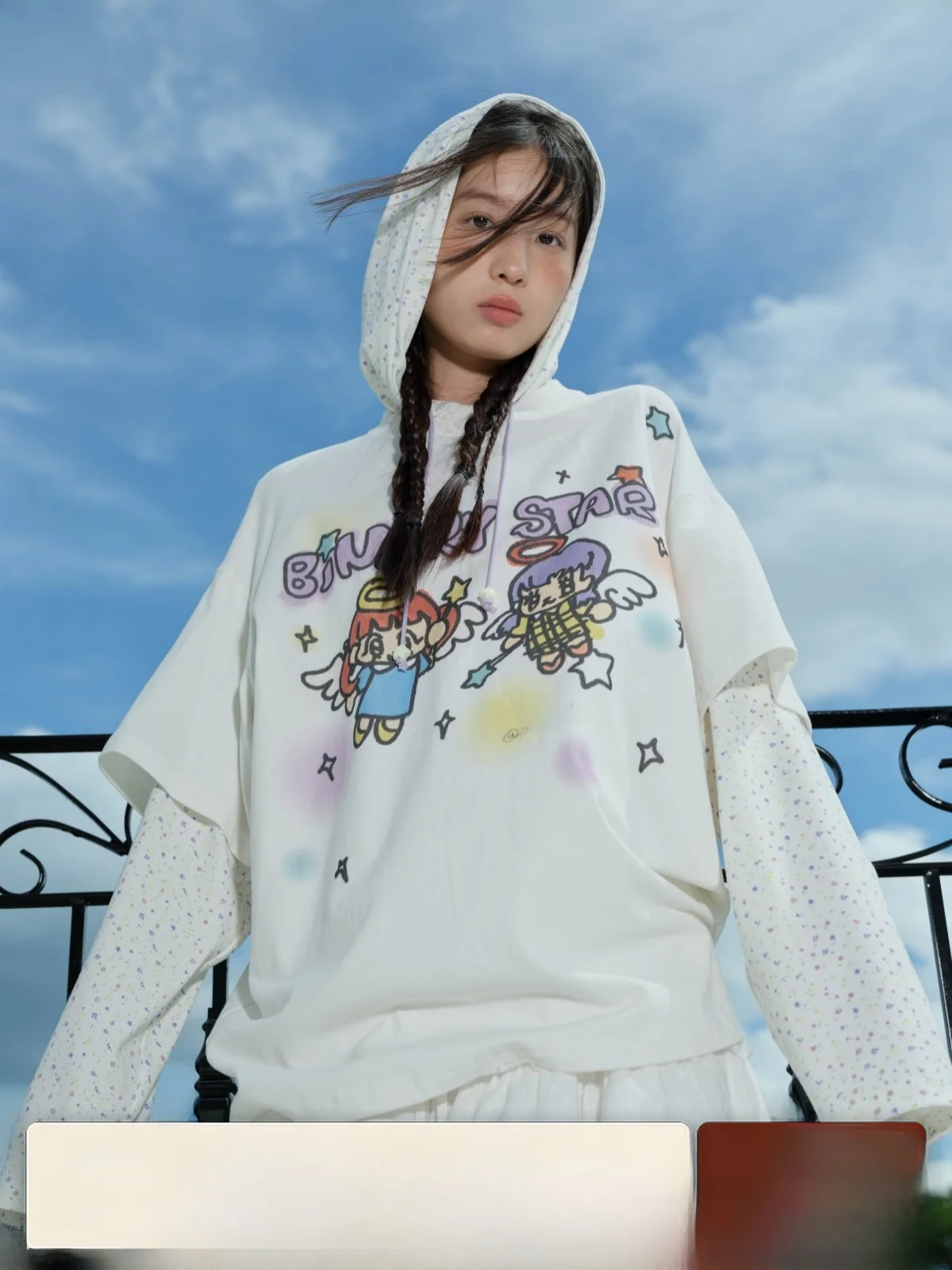 

Очаровательная толстовка с капюшоном с цветочным принтом ангела, длинная футболка све, женская повседневная универсальная хлопковая футболка с запахом, креативная летняя мода