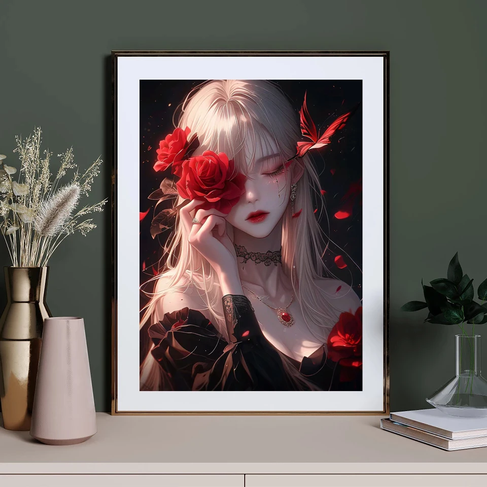 Diamond Art Painting New 2026 Jewel Cross Stitch Kit Rose Girl Butterfly 5D DIY Full Diamond Mosaic Embroidery Home Decoration