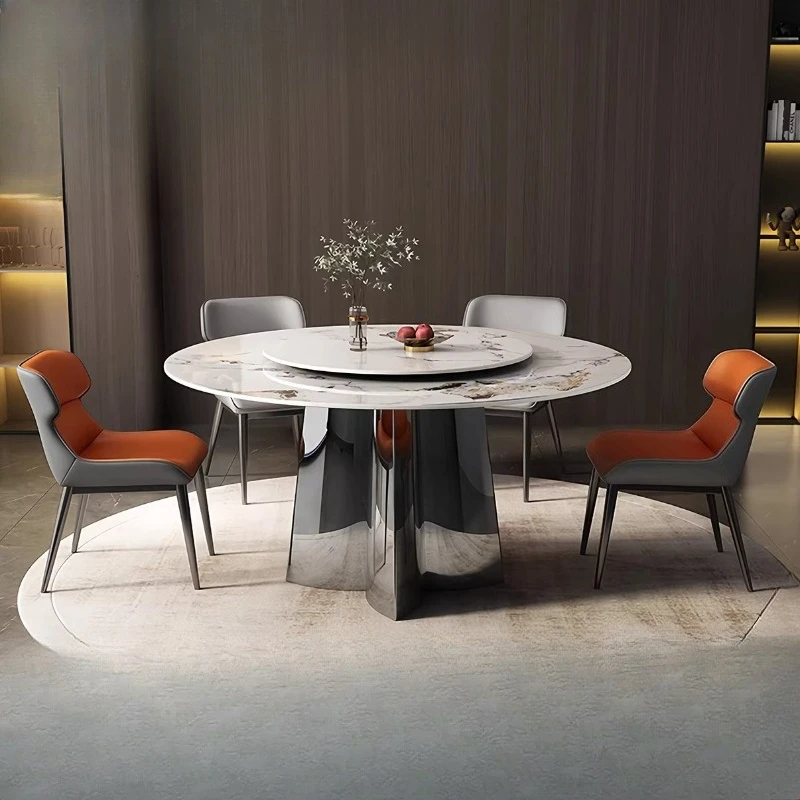 Designer Marble Dining Table Mobile Chairs Round Nordic Study Dining Table Writing Service Mesas De Comedor Kitchen Furniture