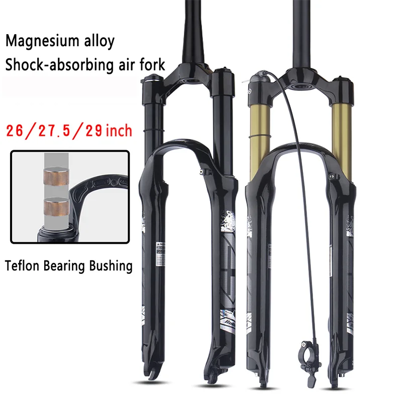 Mountain Bike Front Fork, Aluminum Alloy Suspension Air Fork, Pneumatic Shoulder Control, Wire Control, 26 