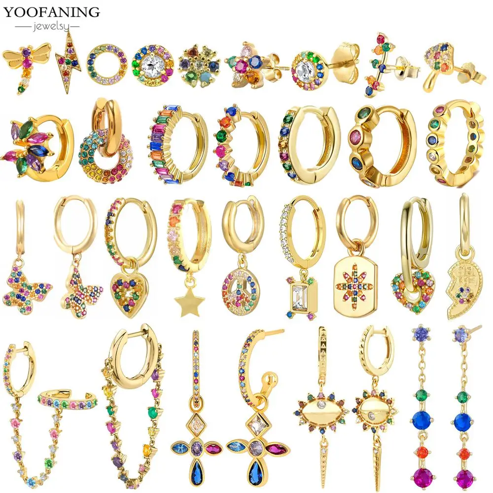 

Изысканные серьги-кольца из стерлингового серебра 925 пробы, цветной циркон, серьги в форме сердца-бабочки для женщин, ювелирные изделия, подарок