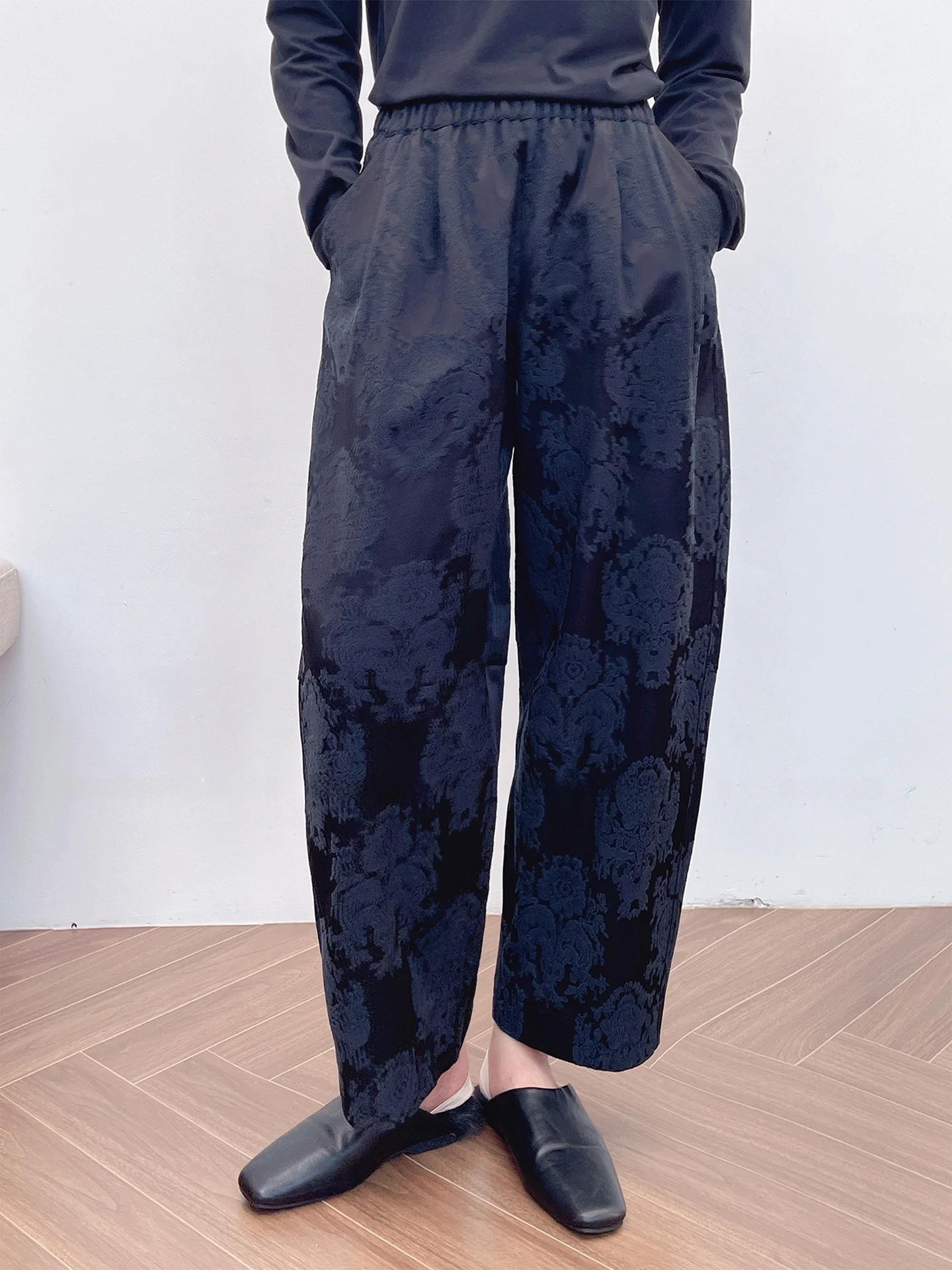 

Новые китайские брюки в национальном стиле с вышивкой, повседневные, женские, широкие, укороченные, осенне-зимняя новинка