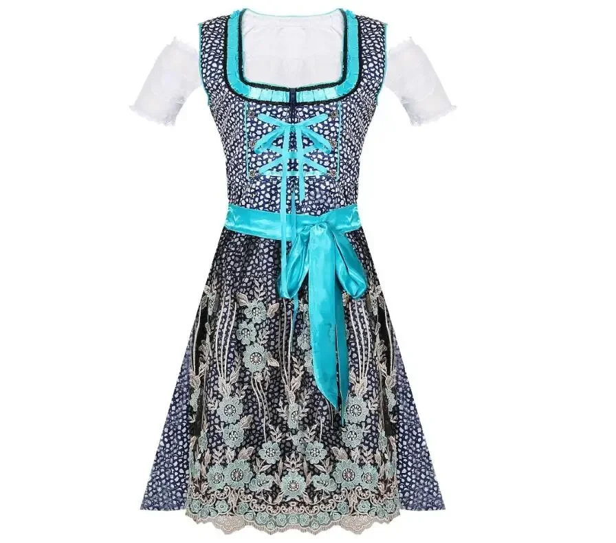 Sexy Flower Pattern Oktoberfest Dirndl Dress Traditional Ladies German Bavarian Beer Festival Costume Carnival Fancy Dress