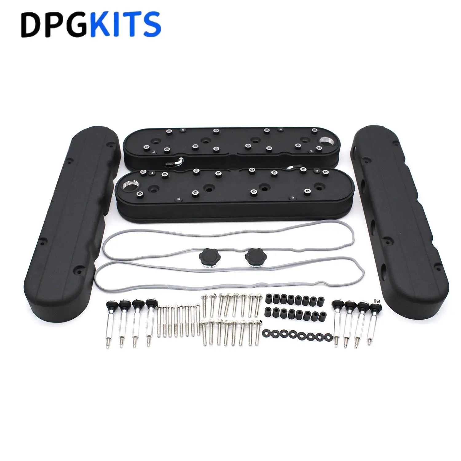 2set Black Smooth Cast Aluminum Valve Covers With Coil Mounts And Covers For GM LS Chevrolet Small Block V8 4.8L 5.3L 5.7L 6.0L