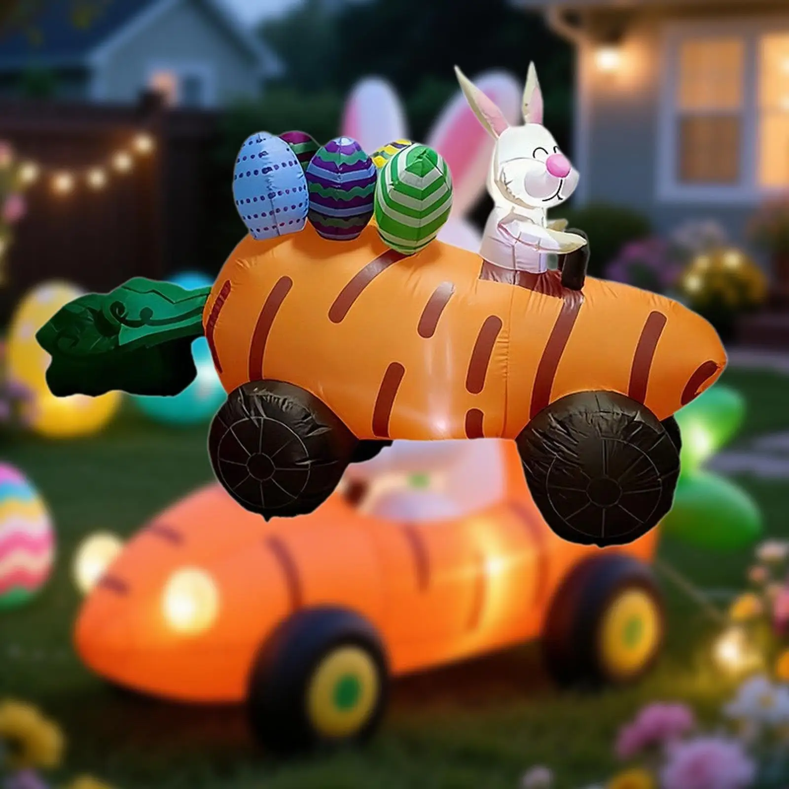 

Декоративная пасхальная надувная игрушка-кролик, устойчивая к атмосферным воздействиям светодиодная морковь, автомобиль, сад, газон, декор для празднования на открытом воздухе