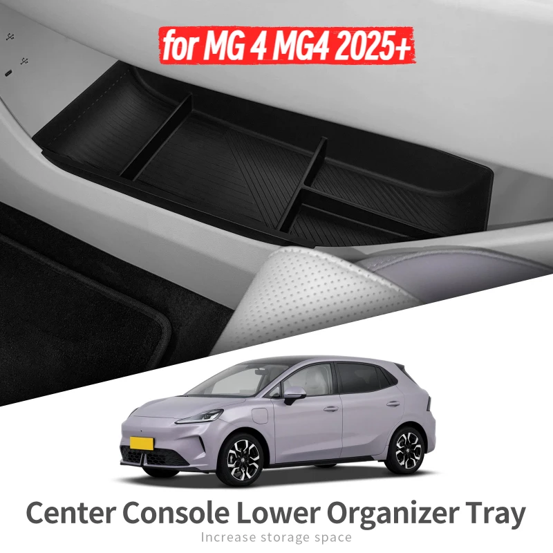 

for MG 4 MG4 2025+ TPE Center Console Lower Layer Storage Box Central Tray Organizer Car Interior Accessories Tidying Black
