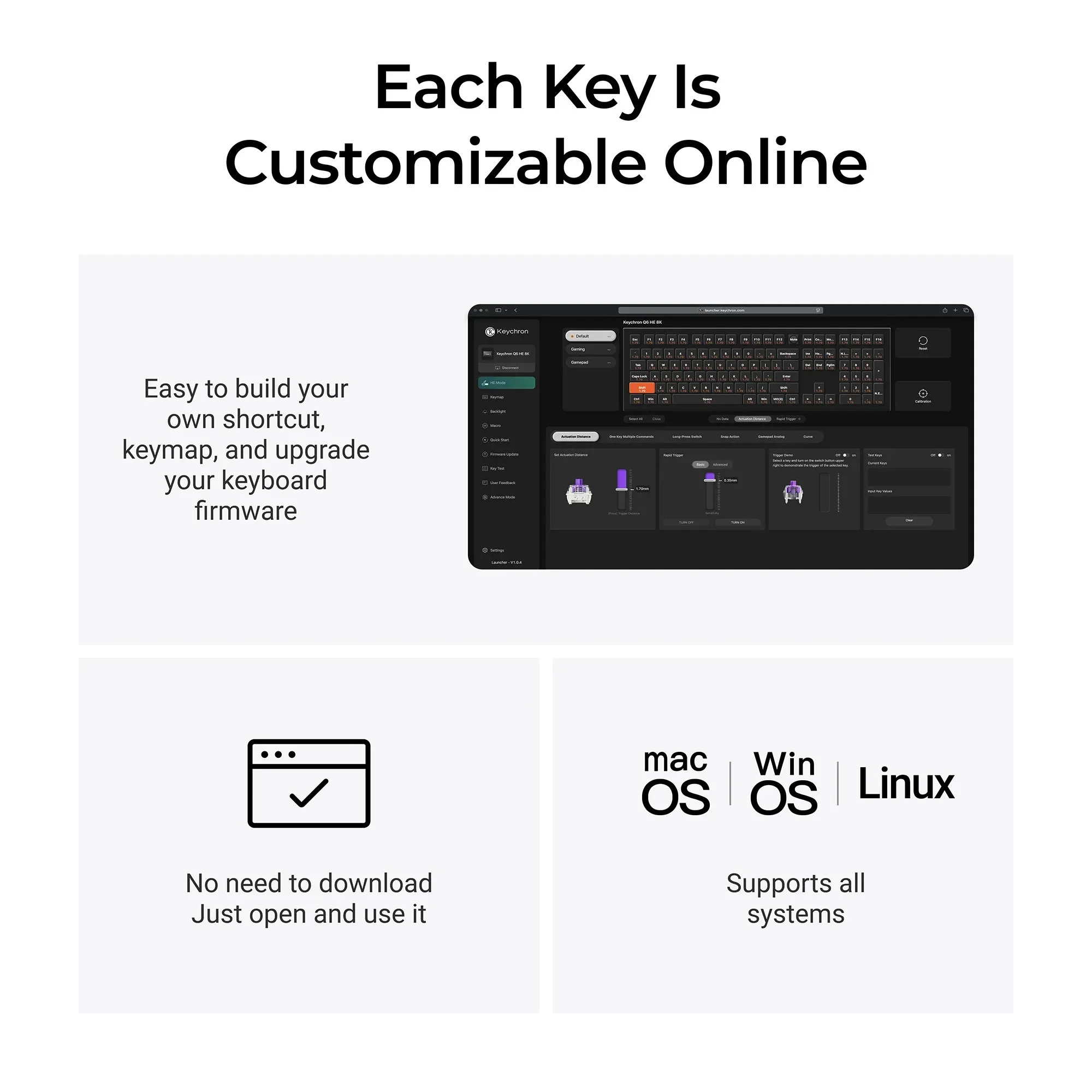 Keychron Q6 HE 8K Magnetic Switch Keyboard Full-size Layout Hall Effect Program Gaming Custom Wired Keyboard