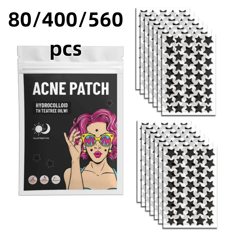

80/400/560pcs Shadow Star Face Dot Stickers, Multi Size Dark Fashion Skin Patch Kit
