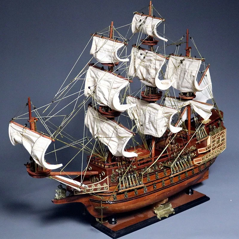 Solid wood simulation ancient sailboat ornament Mediterranean home ocean overlord model
