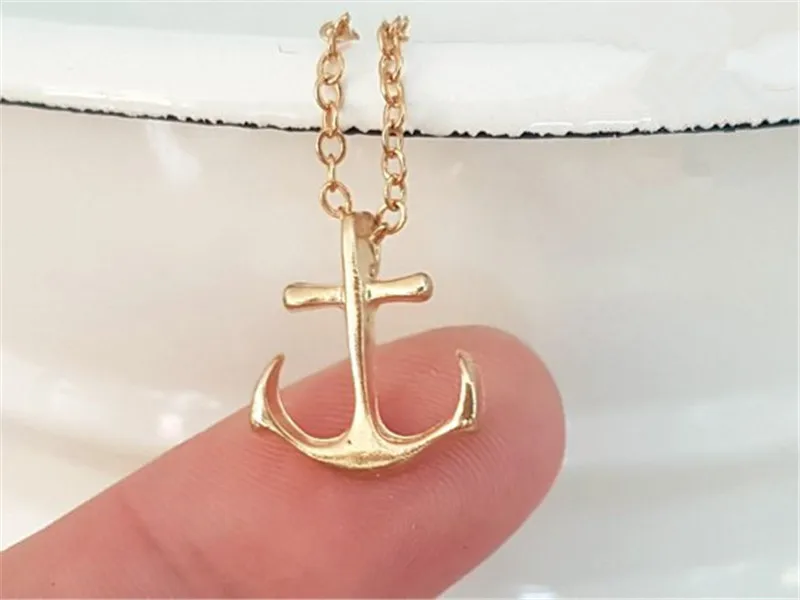 Tiny Marine ship Boat Anchor Necklace Minimalist Sea Nautical Rudder Hook Pendant Chain Collar Clavicle Choker for Women Lady