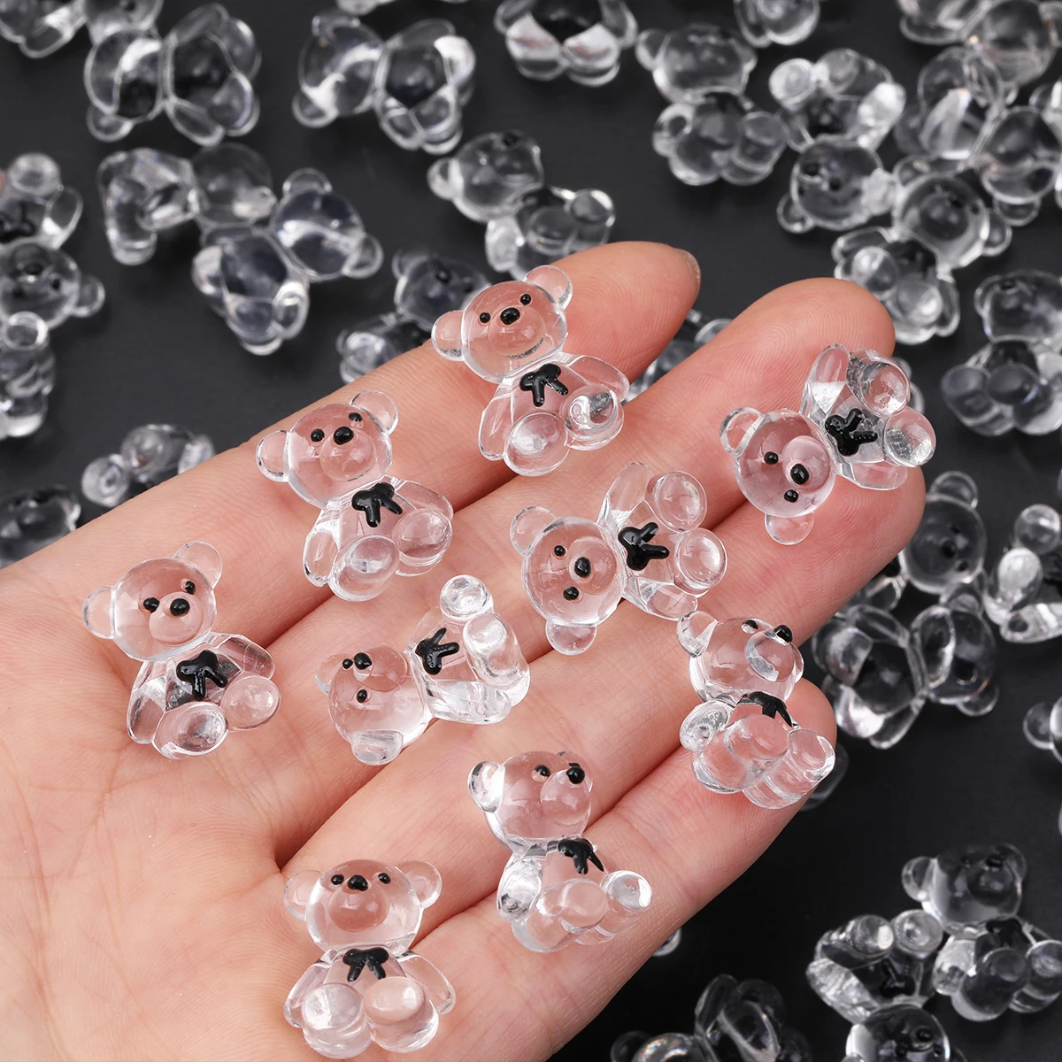 4pcs/8pcs/20pcs Cute Transparent Little Bear-Shape Acrylic Beads Loose Beads for Jewelry Making DIY Necklaces Bracelets Chains