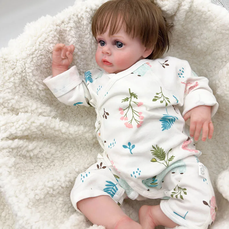 19inch 48cm Newborn Baby Doll Chole Reborn Baby Boy Size Real Picture Handmade 3D Skin Hand drawn hair Visible Veins