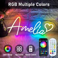 RGB Custom Neon Led Sign Custom Multicolor Dimmable Name Neon Light Signs Bedroom Wedding Decoration RGB Personalized Neon Light