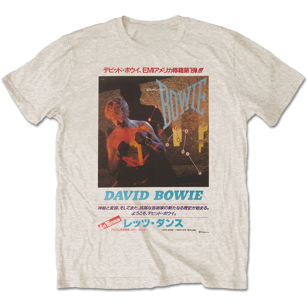 Japanese Text David Bowie T-Shirt Cotton Graphic Tee Men Women Summer Streetwear