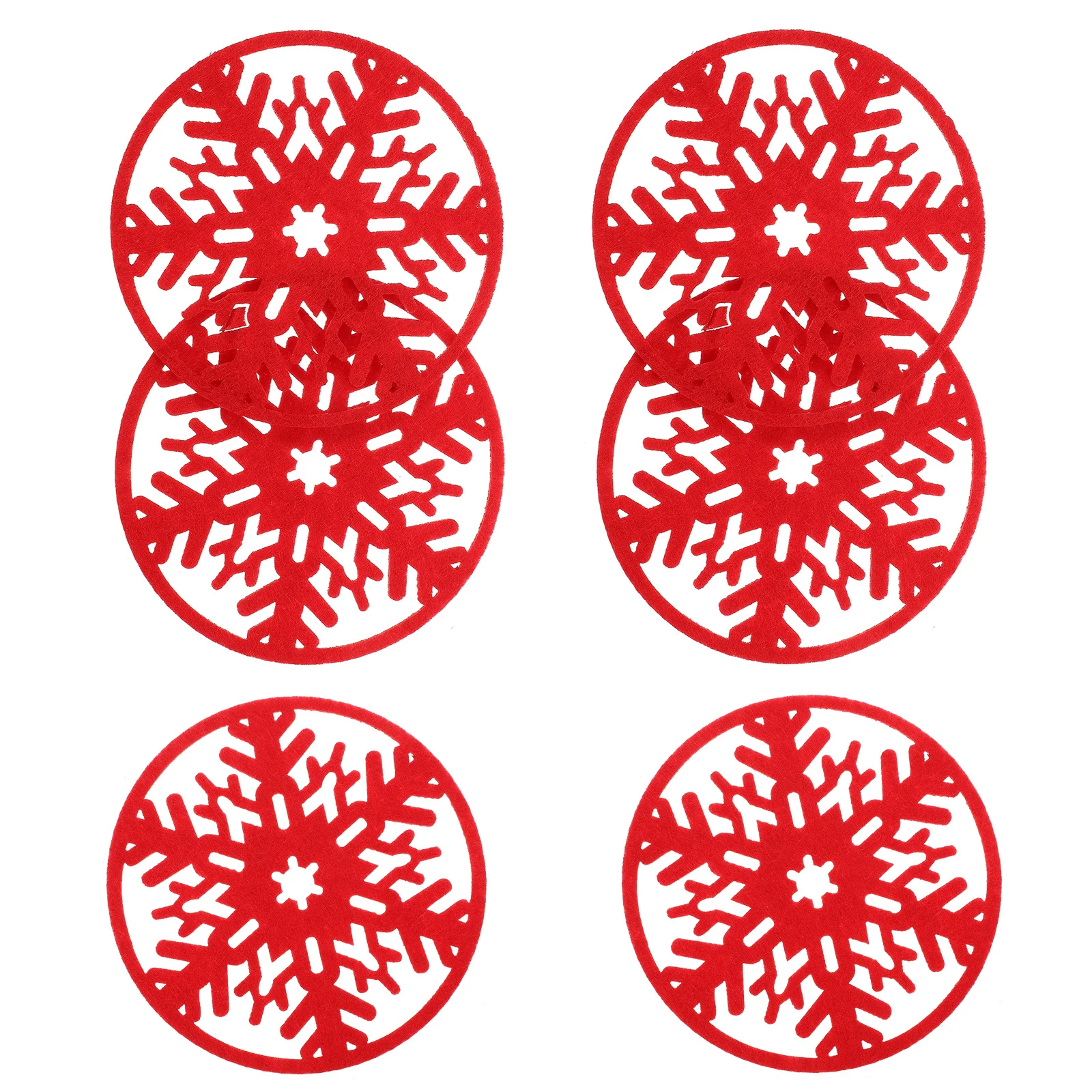 

6Pcs Christmas Felt Coaster Round Cup Mat Heat Resistant Non-Stick Table Protector Holiday Gift Idea for Thanksgiving New Year