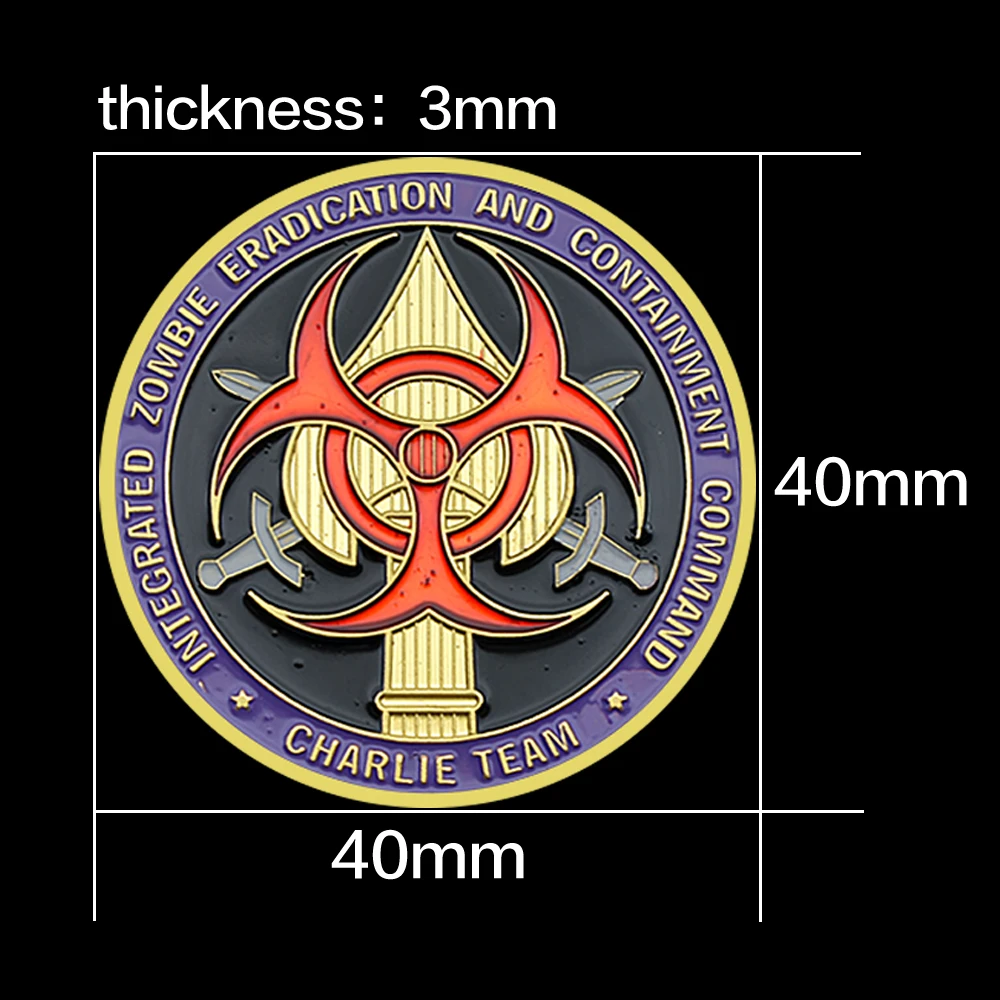 عملة تذكارية لقيادة الزومبي والقضاء على الاحتواء، عملة تحدي فريق تشارلي، هدية العيد #3