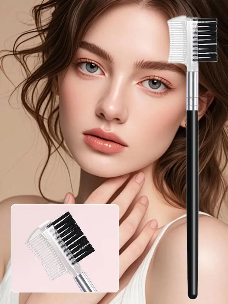 Peigne à sourcils à double tête, brosse de maquillage, outil de beauté, peigne professionnel pour cils et sourcils, brosse double face crée des cils et des sourcils grillés