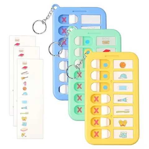 Kids Self-Discipline Checklist Memo Board Portable Keychain Visual Habit Tracker for Children Daily Task