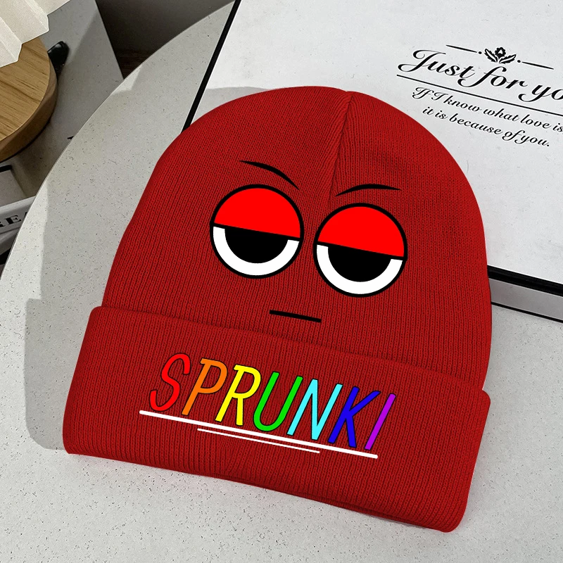 Sprunki Kids Cartoon Cute Knitted Hat Children Anime Casual Knit Cap Boy Girl Fashion Printed Hats Winter Warm Accessories Gifts