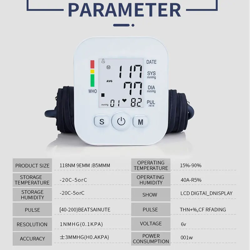 JianYouCare Automatic Digital ARM Blood Pressure Monitor Sphygmomanometer Tonometer Tensiometer Device Heart Rate Meter Medical