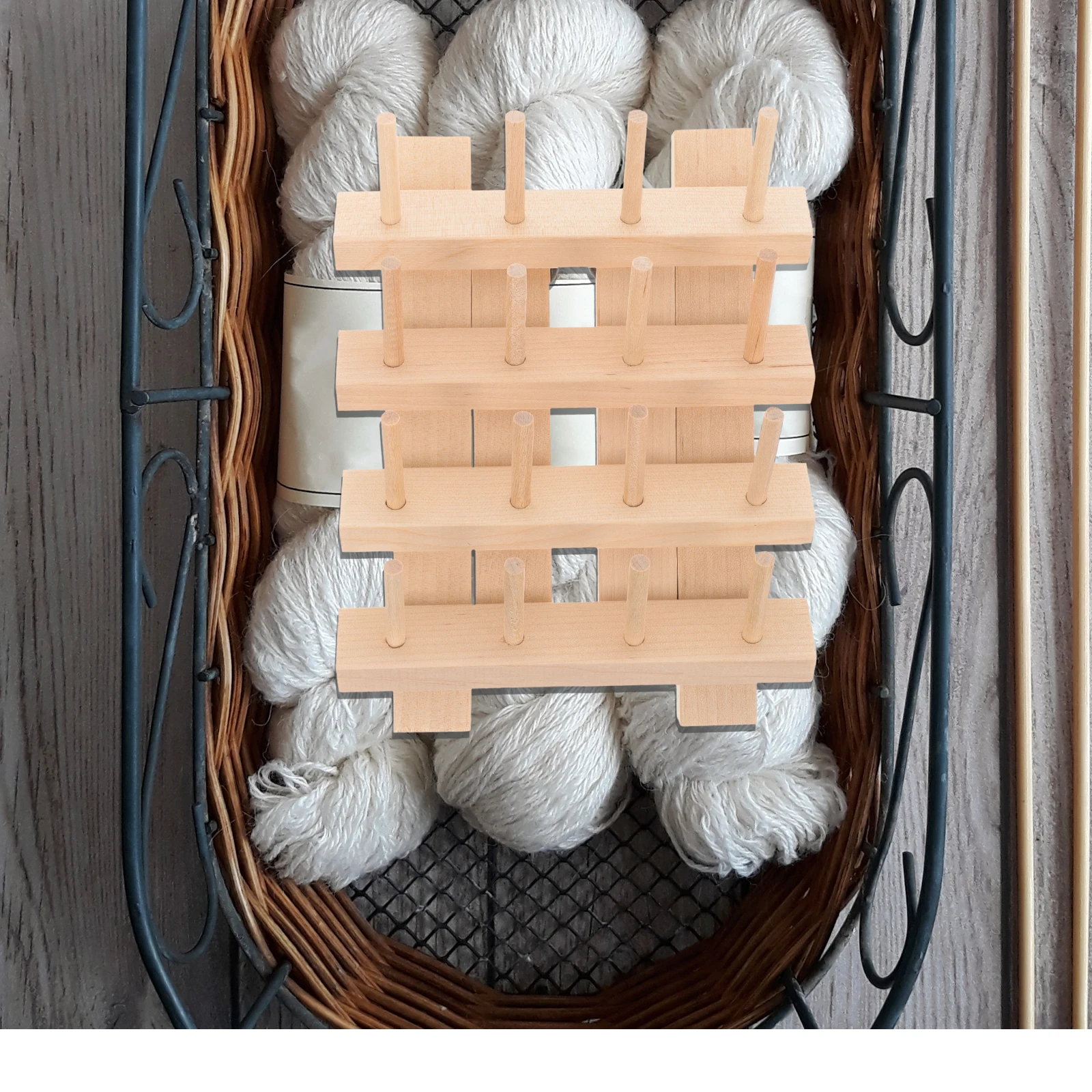 

Fabric Organizer for Sewing Supplies Multifunctional Wire Rack Wooden Frame Thread