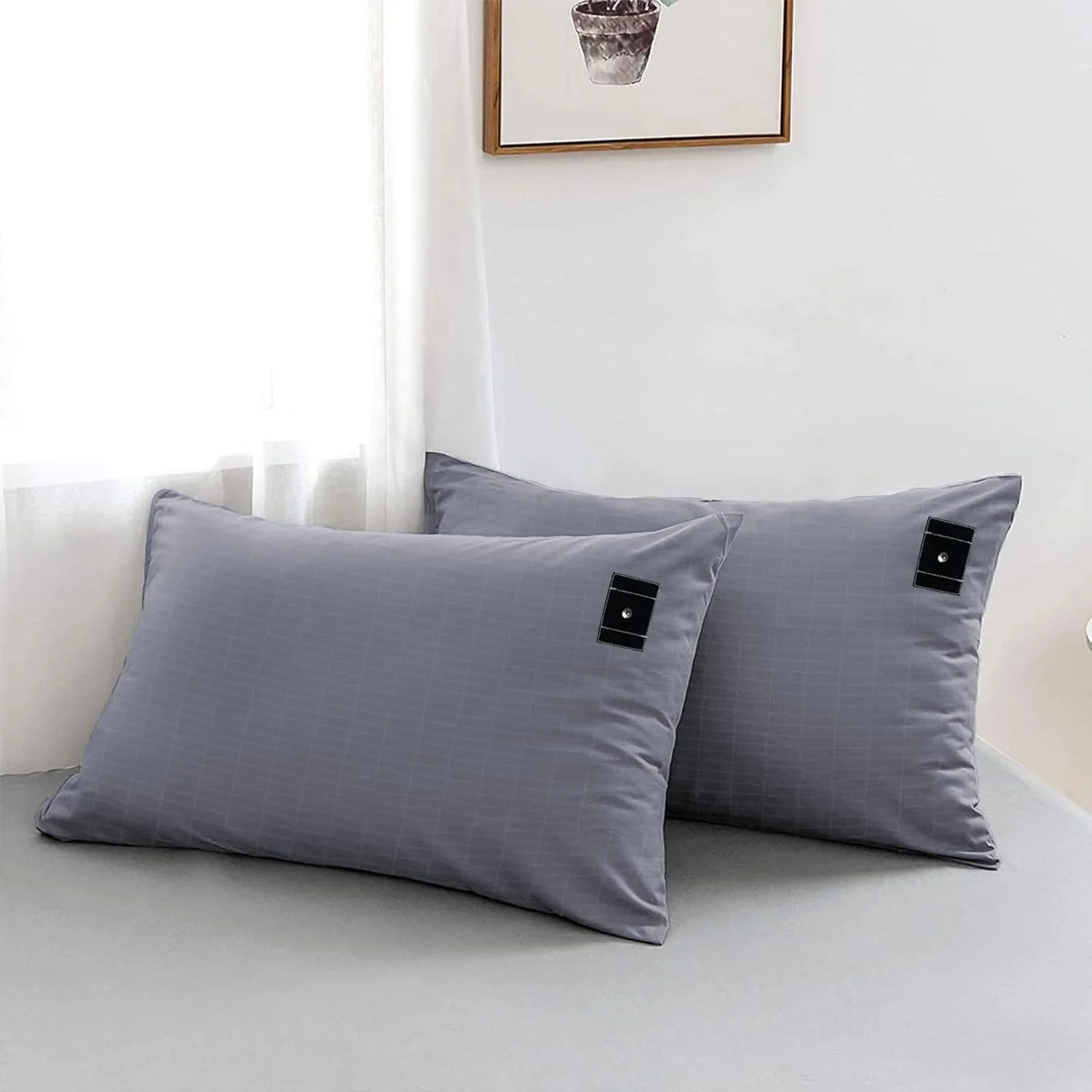 Picture 7: 2PCS Grounding Pillowcase with Grounding Cord, Soft and Comfortable Cotton Grounding Pillow Cover, Reduce Inflammation