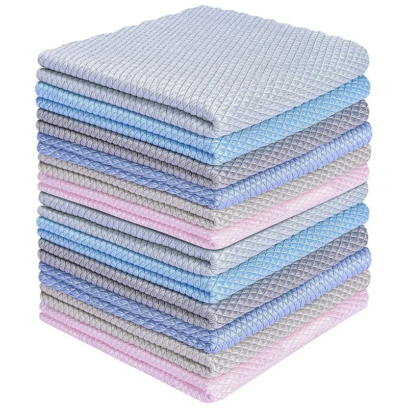 Scale Microfibre Cloths, Super Absorbent Wavy Fish Scale Cloths Without Marks, For Cleaning The Kitchen,Glass,12 Pieces