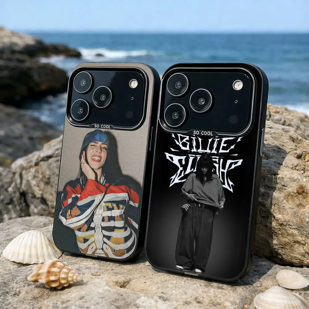 

Fashion B-Billies E-Eilishs Phone Case For iPhone17 16 15 14 13 12 Pro Max Grey Black Matte Laser Metallic Aurora Funda