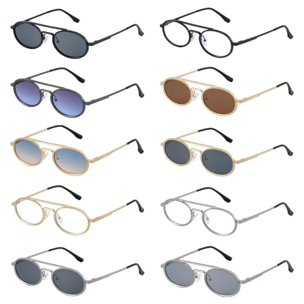 نظارات شمسية كلاسيكية دائرية بيضاوية بإطار صغير وعدسات متعددة الألوان وظلال نظارات معدنية خفيفة الوزن UV400 نظارات شمسية للعطلات #6