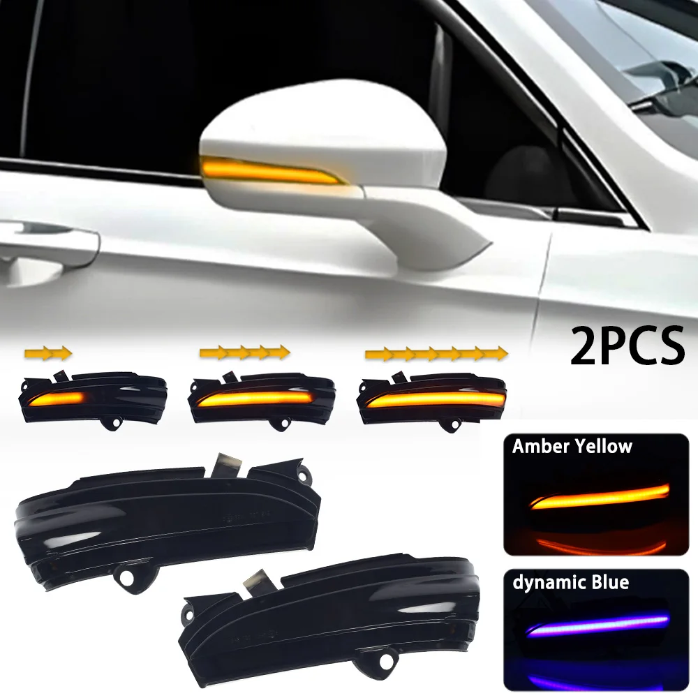 2 Pcs Dynamic Light Turn Signal Light LED Side Wing Rearview Mirror Indicator Blinker For Ford Mondeo MK5 2015-2019 MK V 5