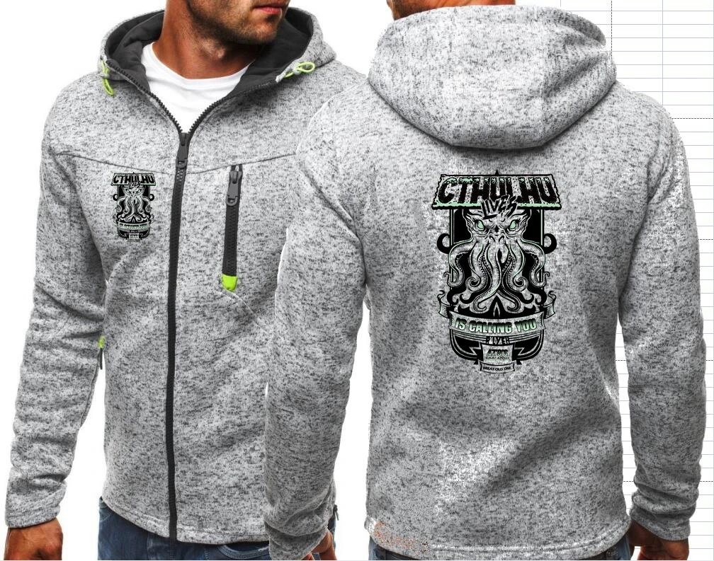 Cthulu And Lovecraft Miskatonic Men\'s Hoodies Sweatshirts Call Of Cthulhu Necronomicon Men\'s Hooded Jacket Jacquard Hoodie Coat