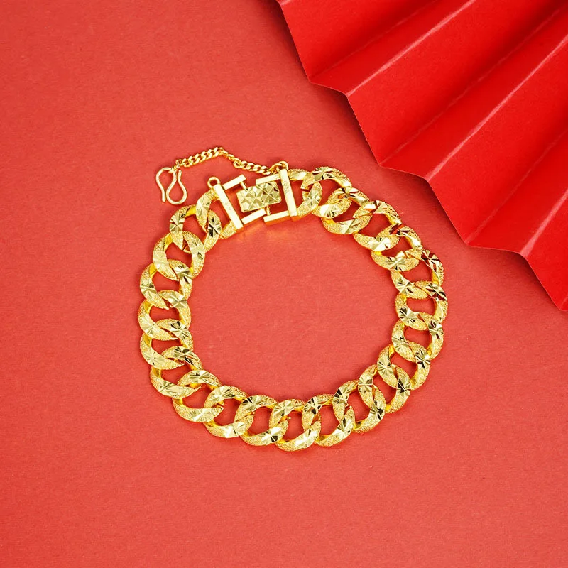 

Luxury 24K 9999 Pure Gold real gold Frosted Gipsophila Boss Bracelet