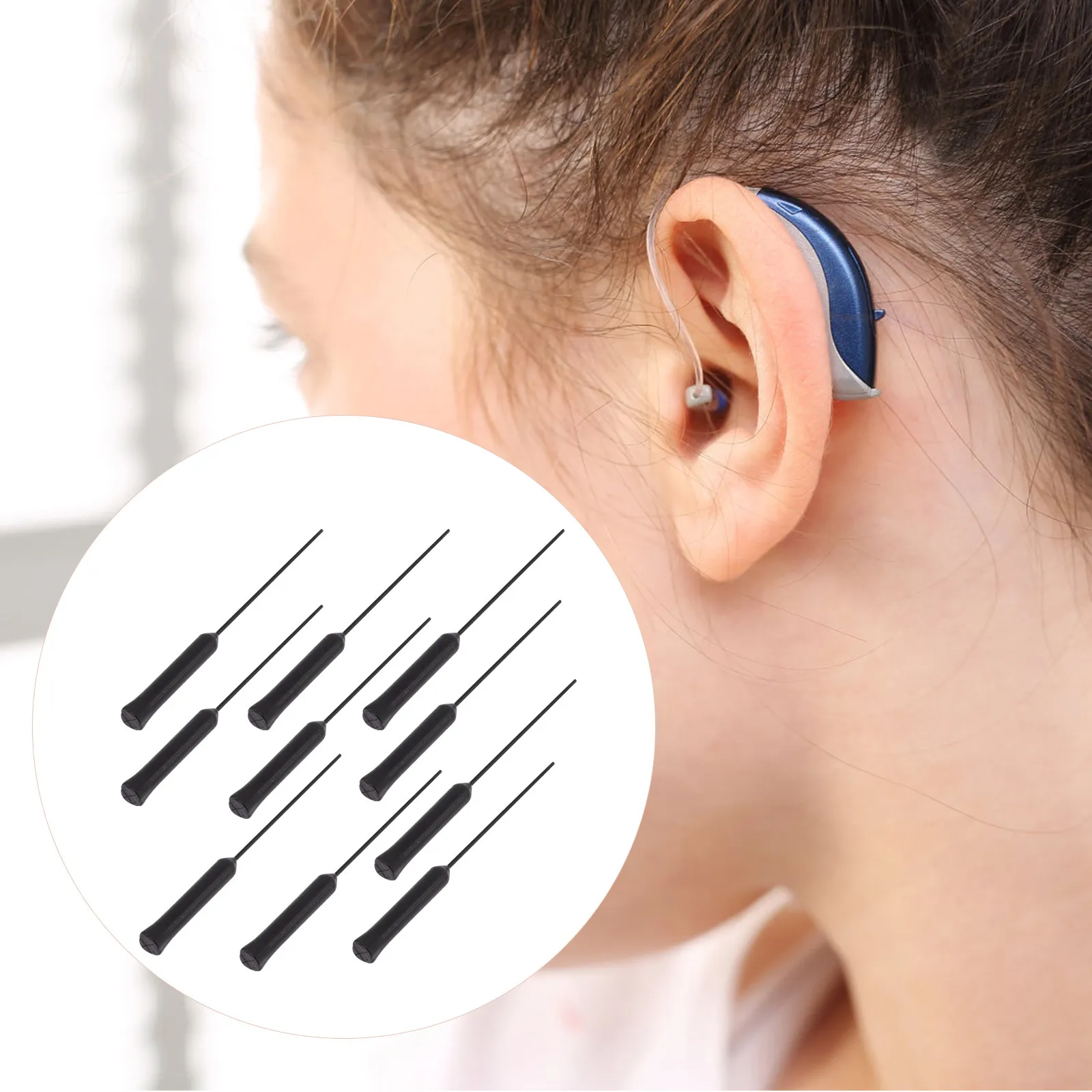 10Pcs Hearing Aid Cleaning Rods Multi-Functional PVC Hearing Amplifier Cleaner Tools Maintenance Accessories Earwax Cleaning Kit