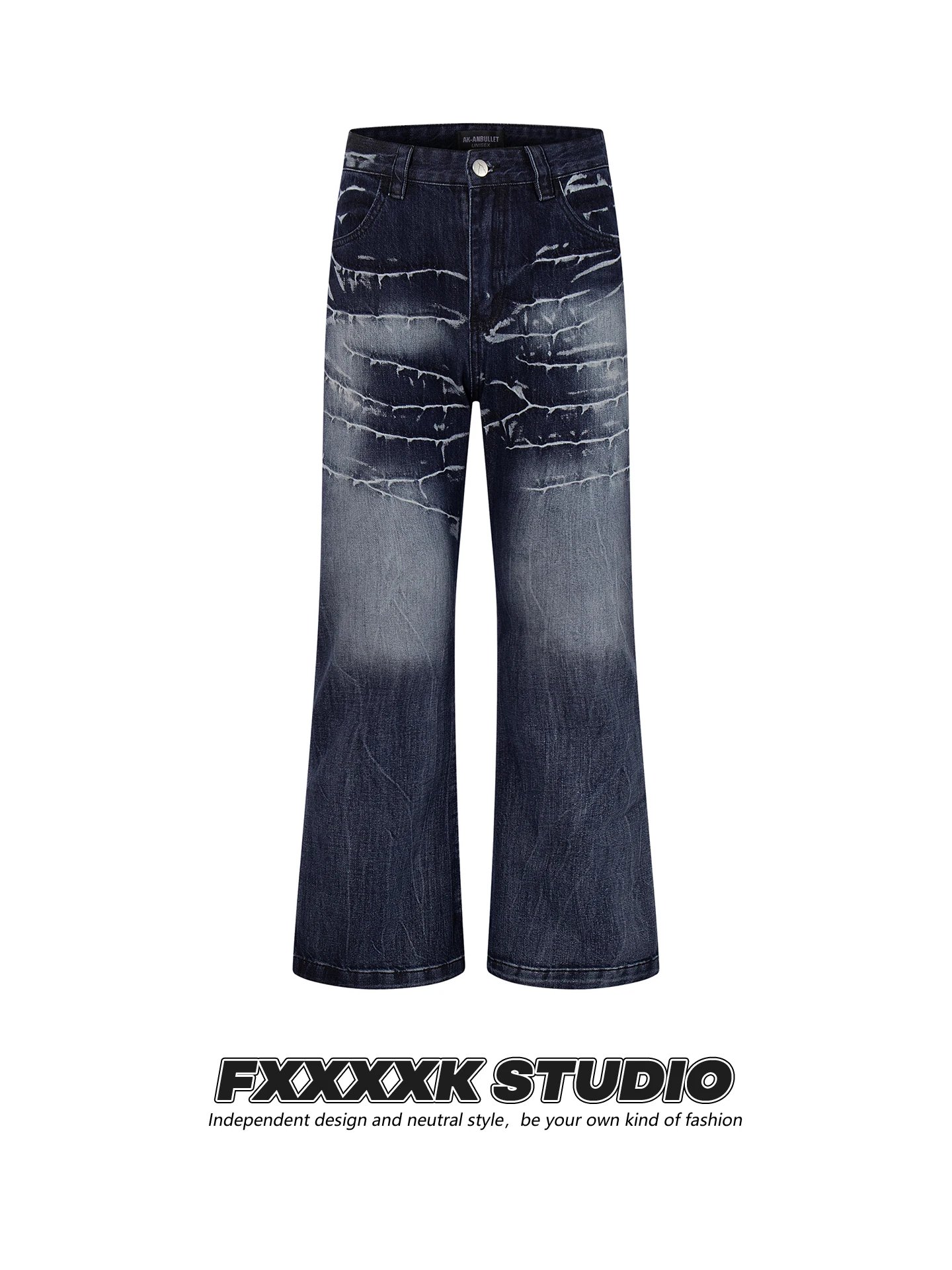 

FXK Original American High Street Retro Straight Leg Jeans Loose Fit Men Women Autumn Trendy Flared Long Trousers