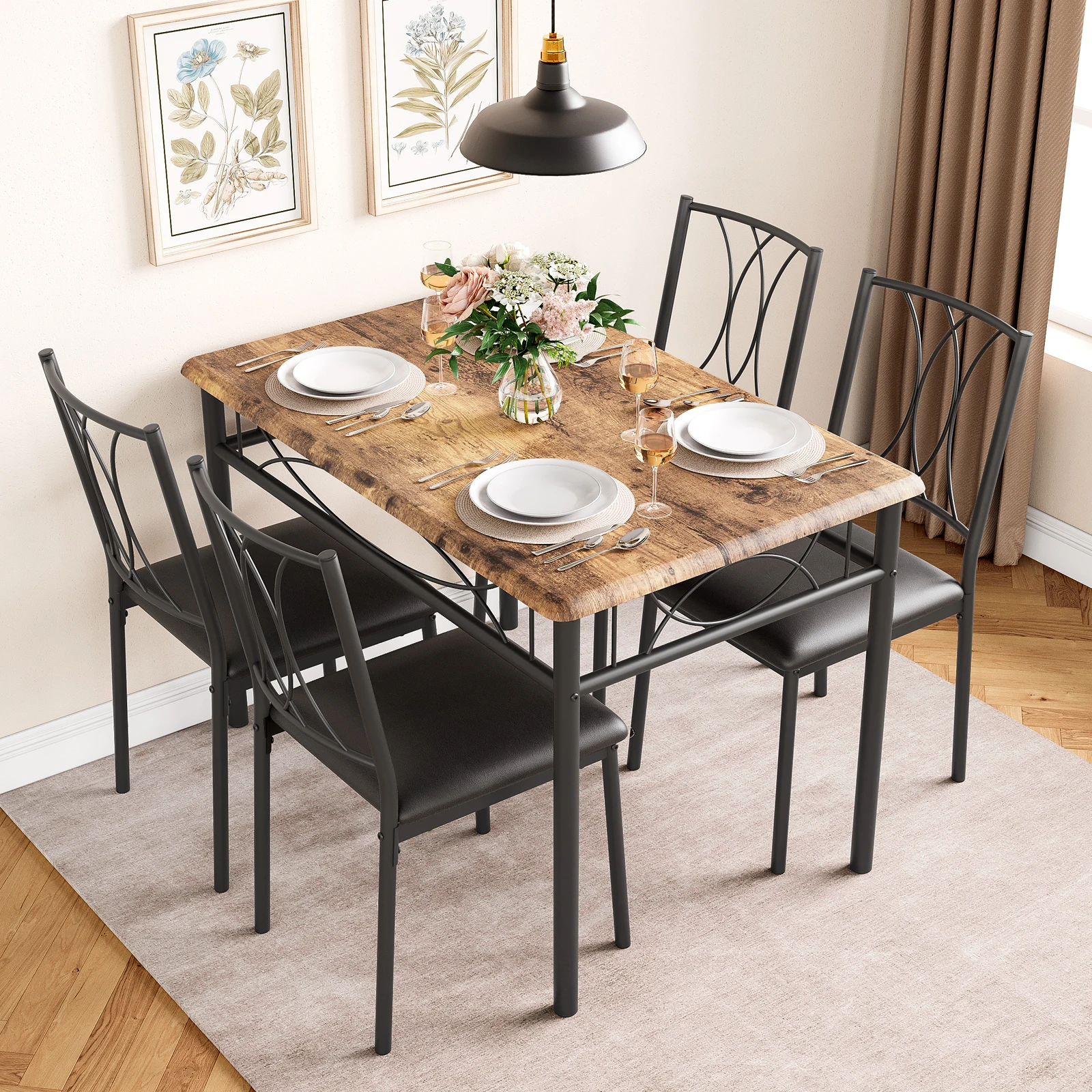 

Dining Table Set for 4,5-Piece Dining Table Set,Modern Kitchen Table and Chairs Set,Kitchen Table Set Rectangular Dining Table