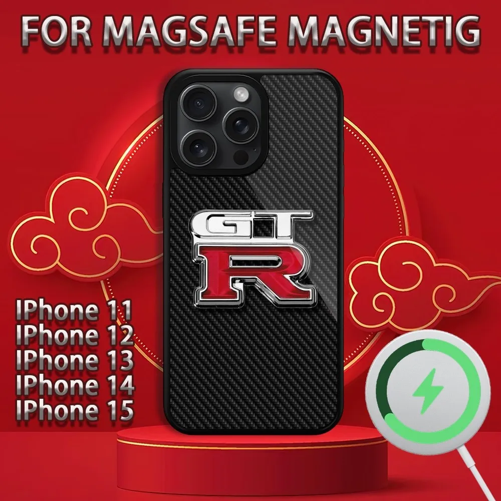 JDM G-GTR Luxury R-35 Car  Phone Case For iPhone 15 14 13 12 11 Pro Max Plus Magsafe Magnetic Wireless Charging Cover