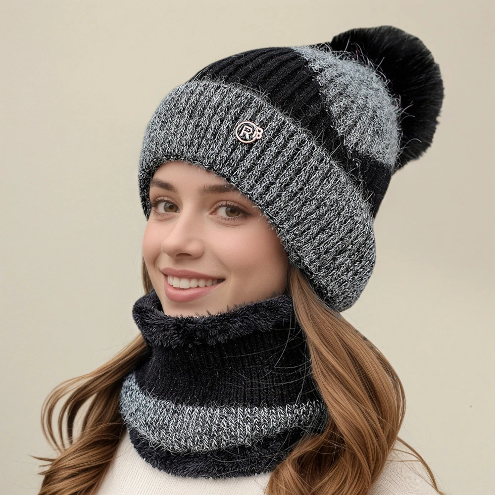 Winter hat women's versatile fashion plush wool hat winter cycling skiing warm windproof cold cotton hat