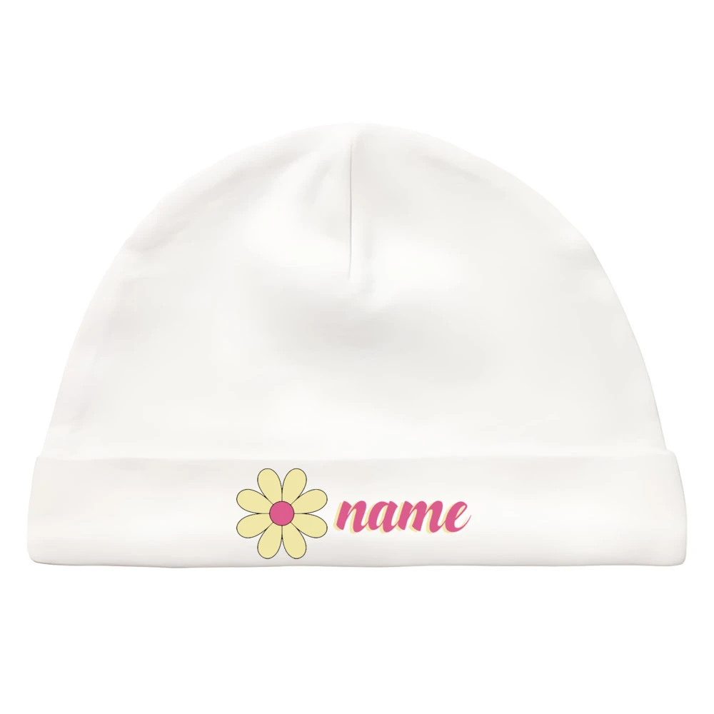 Personalize Newborn Hospital Hat Monogram Baby Girl Beanies Caps Infant Cotton Hats Custom Name Windproof Cap Baby Shower Gift