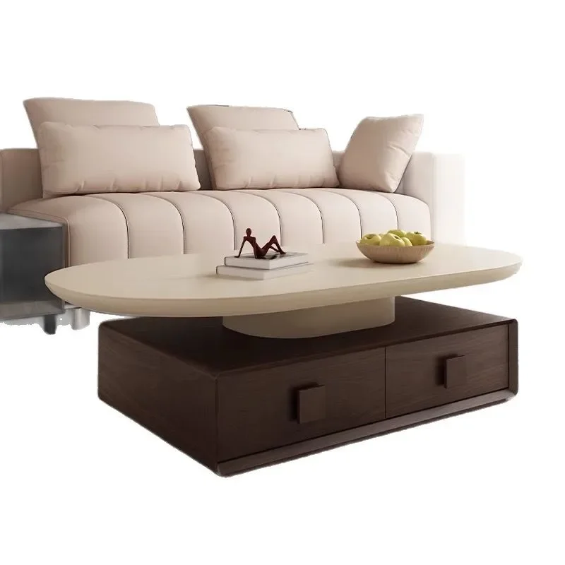 

Medieval travertine solid wood coffee table living room home simple walnut high-end creative microcrystalline stone coffee table