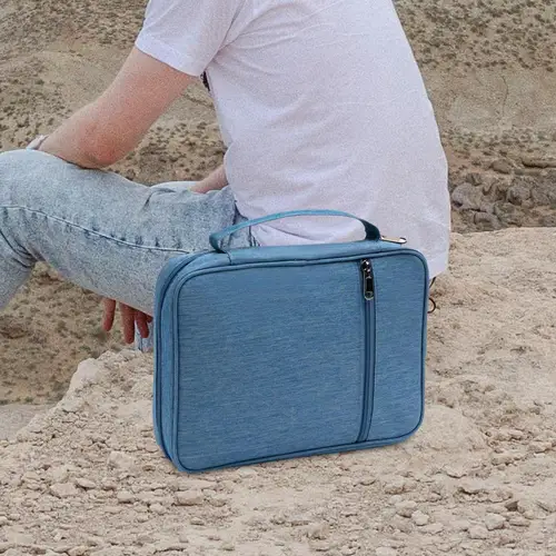 Imagen 2 del producto Funda de la Biblia informal impermeable con bolsillo con cremallera, porta libros, bolsa de mano a prueba de polvo