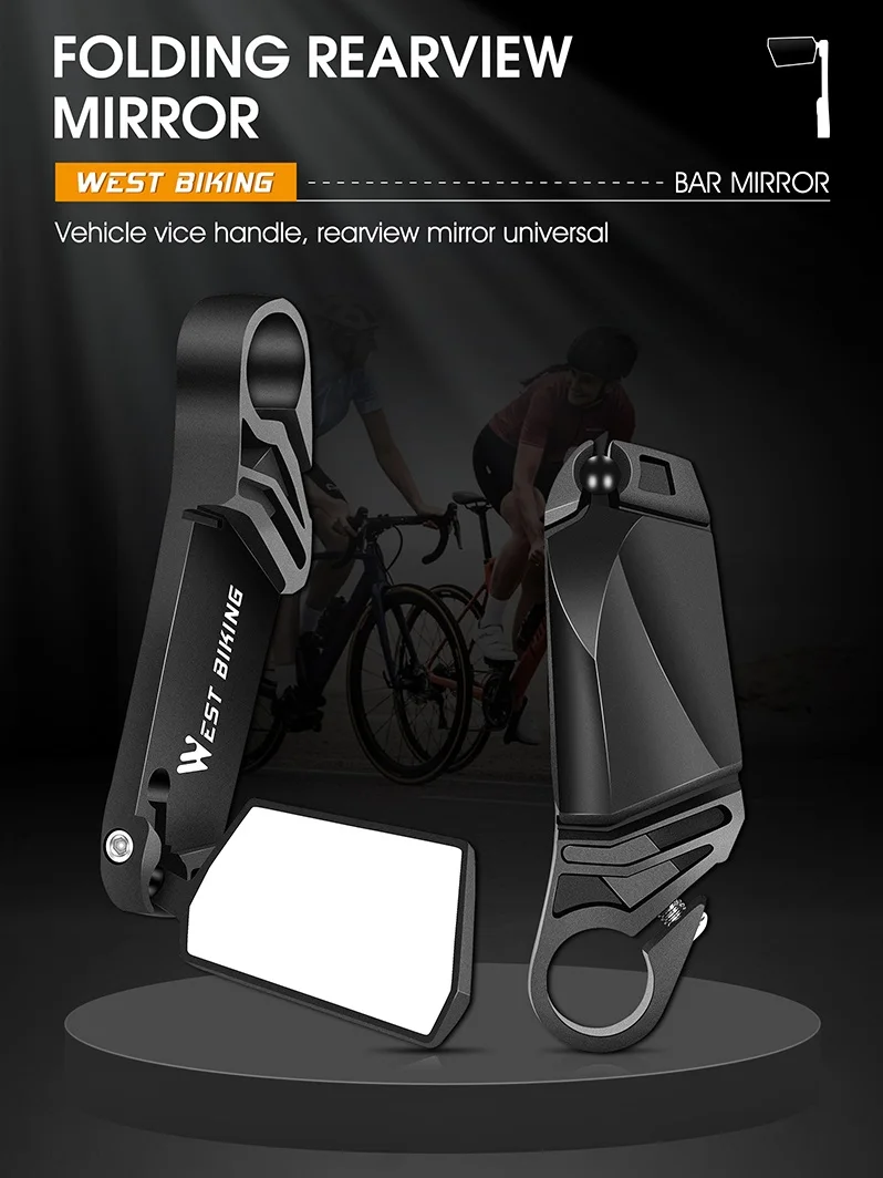 AliExpress West Biking WEST BIKING Bike Rear View Mirror Foldable Alloy Vice Handle Cycling Bar Ends 360° Rotation MTB Bicycle HD Handlebar Rearview