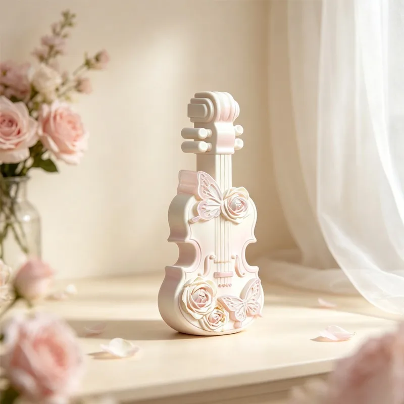 European-style Carved Butterfly Love Flower Violin Handmade Mold Gift Souvenir Fragrance Decoration Silicone Mold Silicone Molds