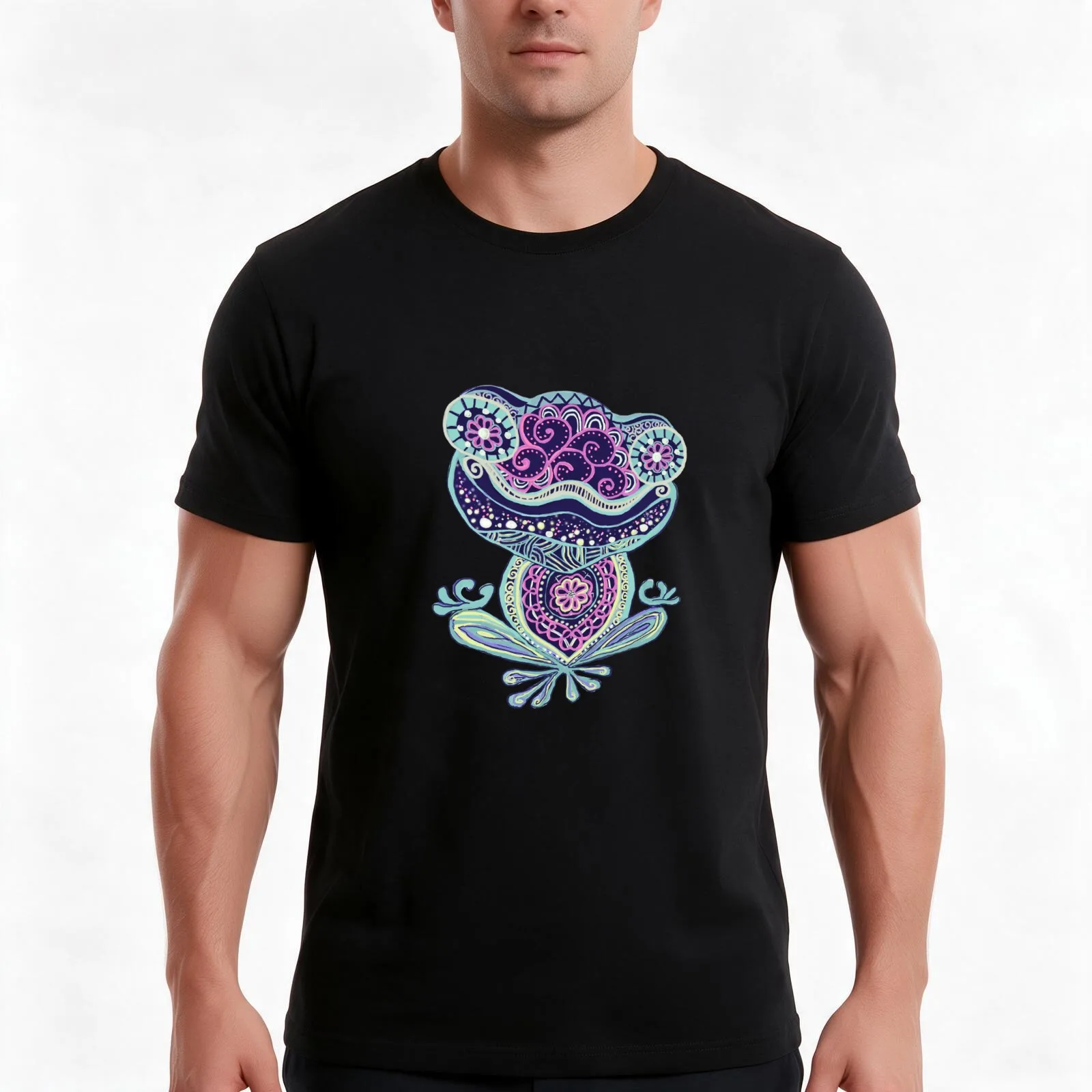 Namaste Frog T-Shirt Summer Casual Cotton Tee Oversized Streetwear Tops Vintage Graphic Print Loose Fit Short Sleeve