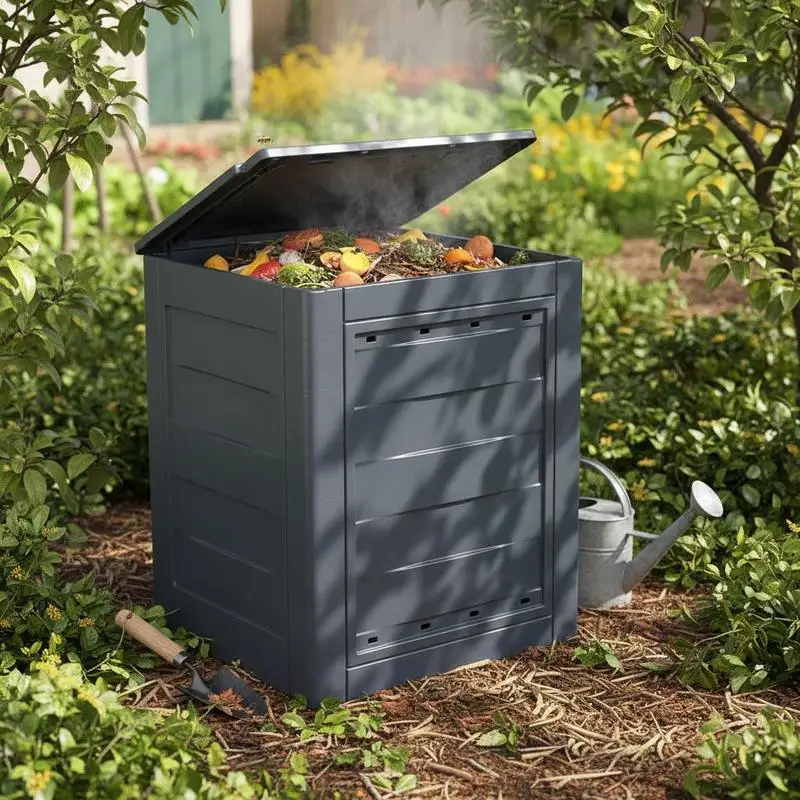Garten-Kompostbehälter, 3 Stück, grau, 60x60x73 cm, 780 L, robuster Kompostbehälter, Behälter für die Gartenabfallentsorgung