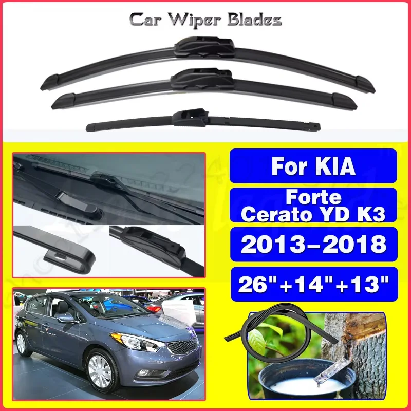 

For KIA Forte Cerato YD K3 2013 - 2018 Windshield Windscreen Window Car Rain Brush 26"+14"+13" Silent upgrade version