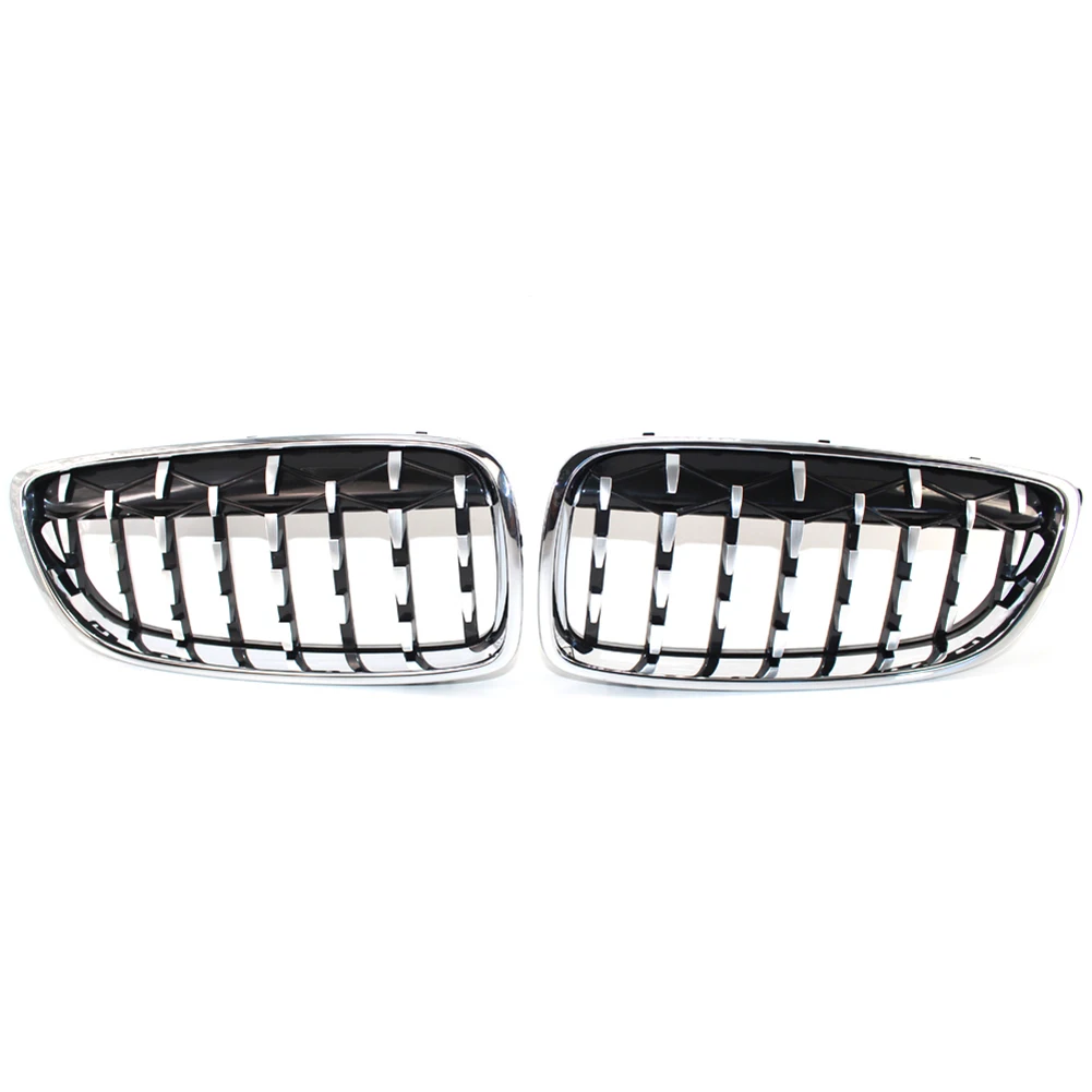 Chrome Car Front Grille Kidney Racing Grill For BMW 4 Series F32 F33 F36 Sedan Wagon ABS Plastic Diamond Metero Style 2pcs/set