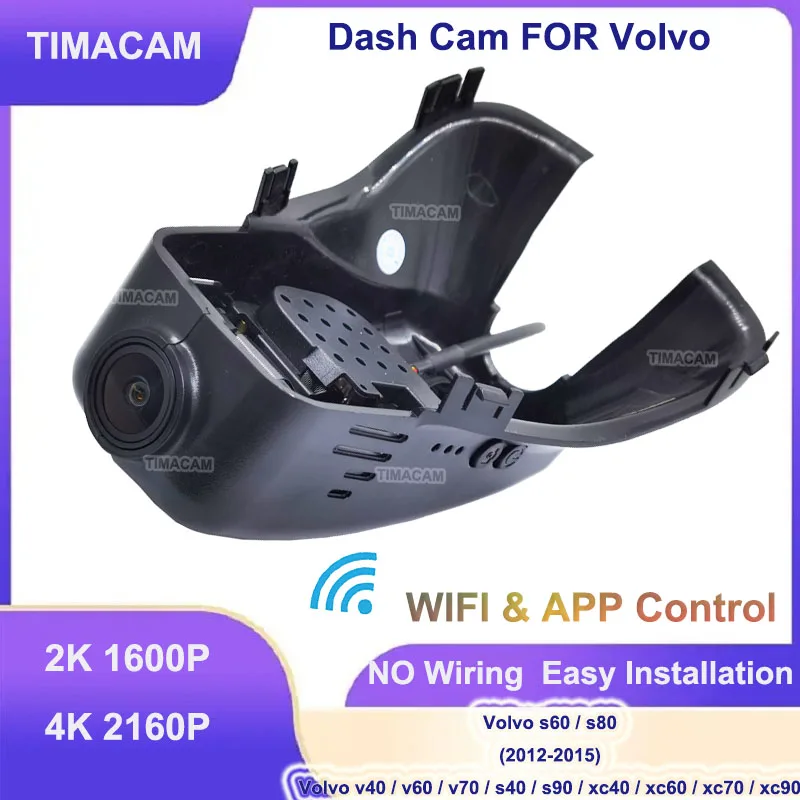 

TIMACAM 4K 2160P Dash Cam Dual Lens 2K Car DVR Dash Camera For Volvo S60 S80 2012 2015 V40 V60 V70 XC60 XC40 XC70 XC90 S40 S90