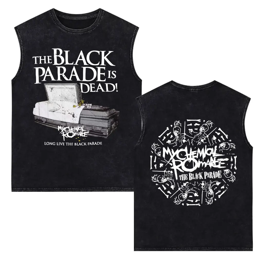 

My Chemical Romance Long Live The Black Parade Washed Tank Tops Men Women 90s Vintage Punk Emo Rock Band Sleeveless Vest T-shirt