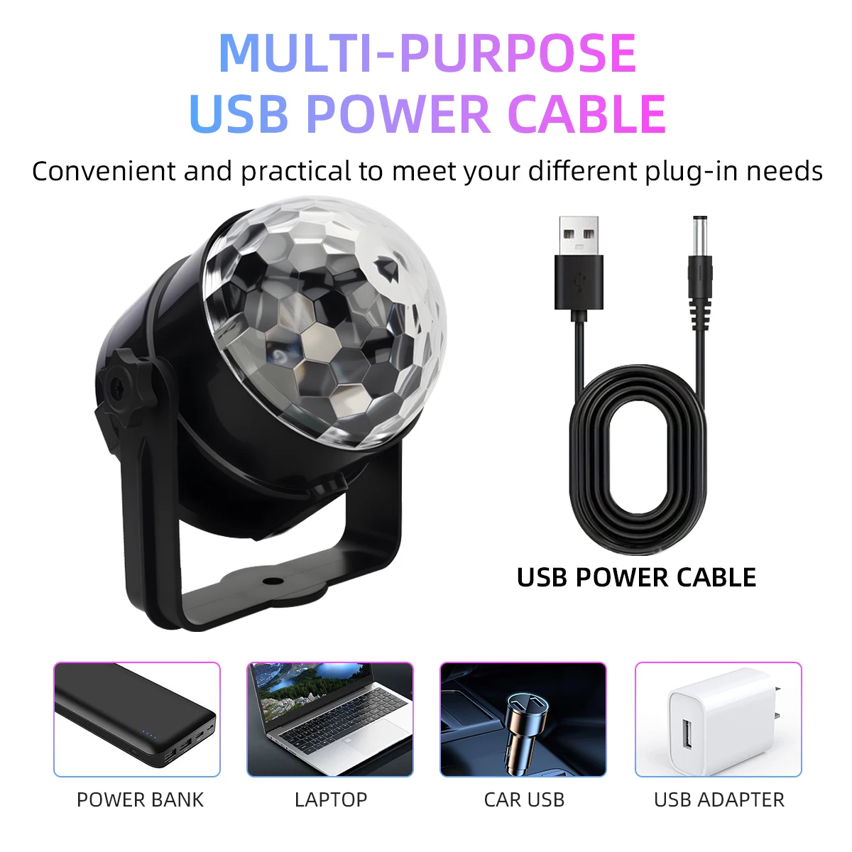 Lampu Panggung Ritme Musik Bola DJ LED USB 5V Proyektor 3 Warna Lampu Dekoratif Pesta Liburan untuk Hadiah Natal Pesta Kamar Tidur